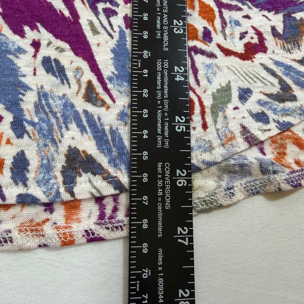 Nicole Miller New York Linen Abstract Print V-Neck 3/4 Sleeve Tunic Top 2X Boho - Picture 10 of 10